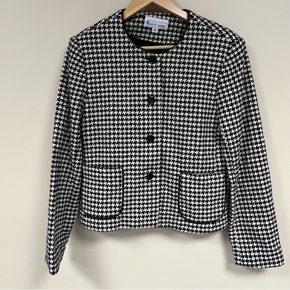 Elliot Lauren cropped houndstooth blazer Sz M
